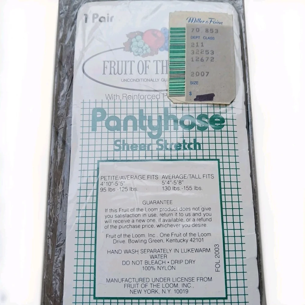 Fruit Of The Loom Pantyhose Sheer Stretch Vintage